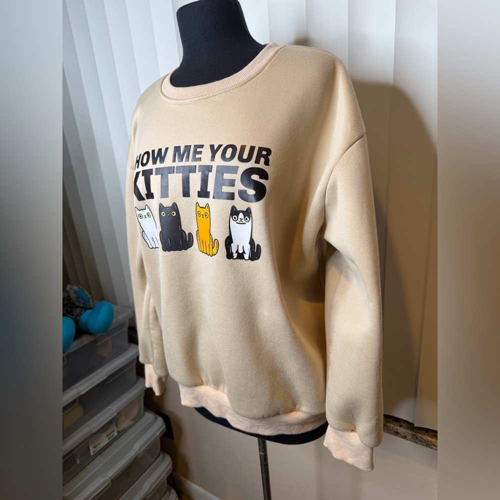 Show Me Your Kitties" unisex crewneck sweatshirt Size Large - Picture 3 of 7